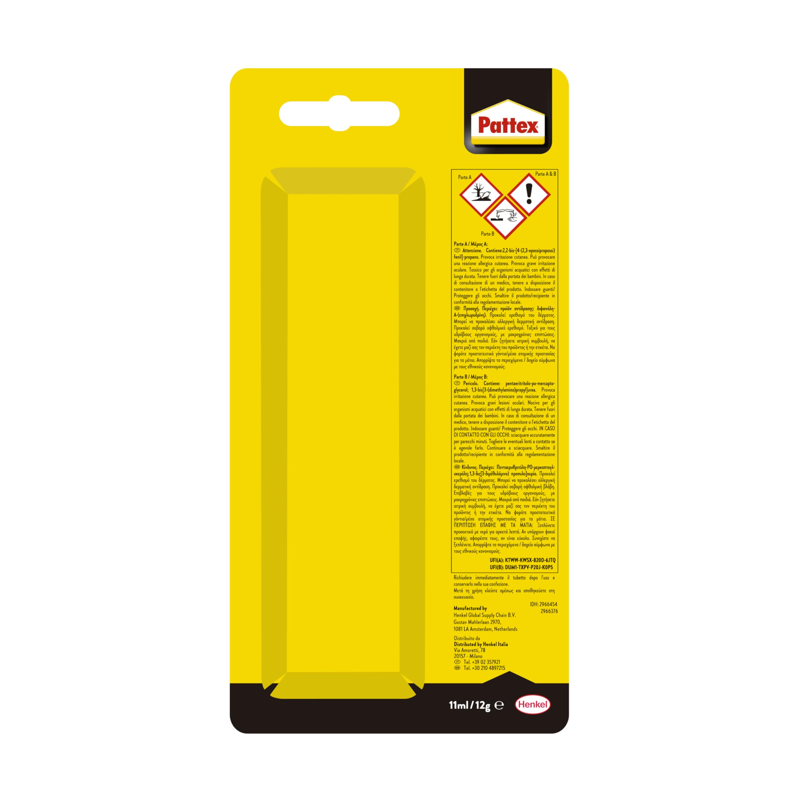 Pattex Power Epoxy Saldatutto Mix 5 minuti, forte colla epossidica bicomponente a elevata tenuta finale, colla multiuso adatta per quasi ogni materiale,, 1x12g