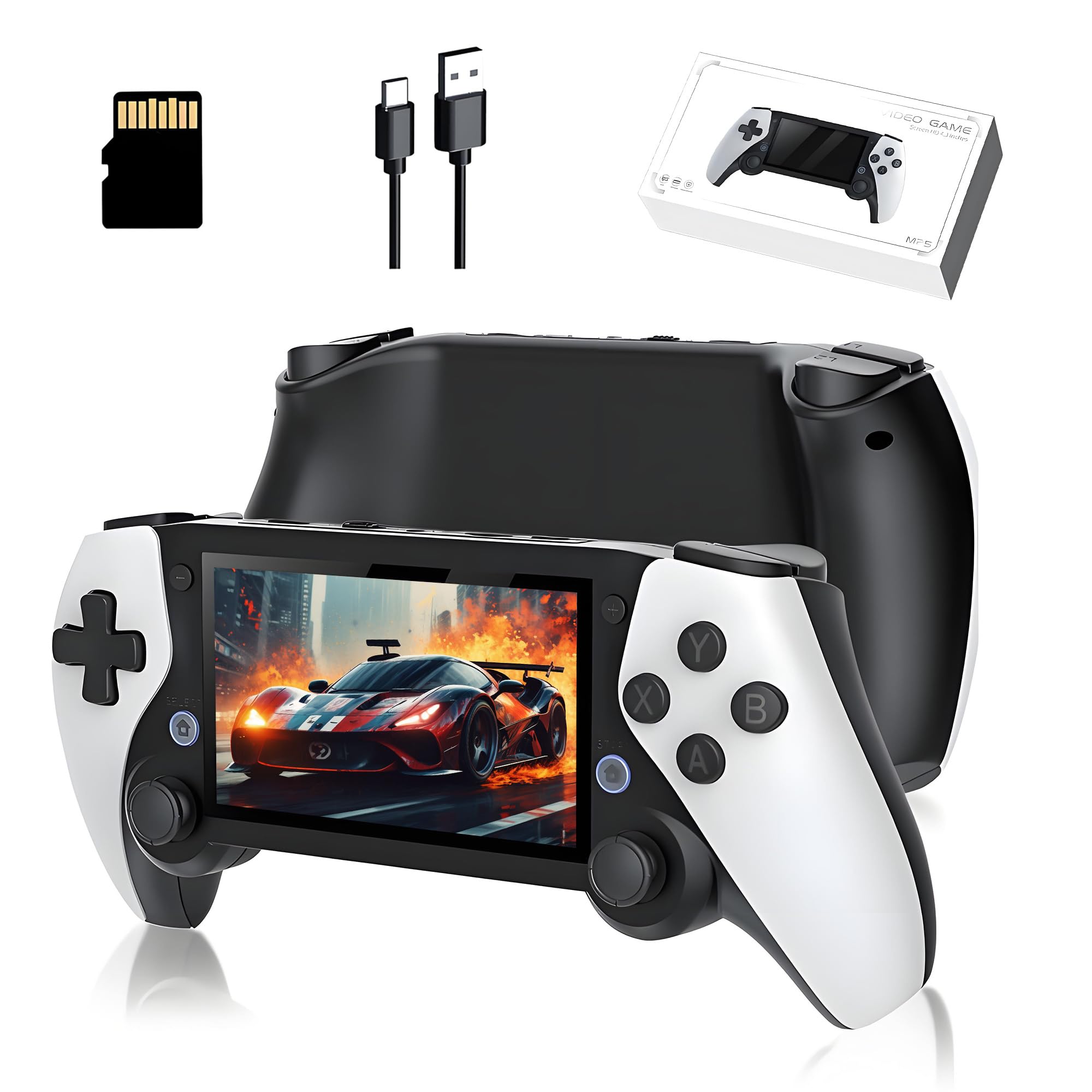M25 Retro Video Gaming Console 128G, Portable Handheld Game Console Preloaded 30000+ Retro Games 25+ Emulators, EmuELEC System, 4.3-inch LCD Screen, 480*272 Resolution, 3D Dual Joystick