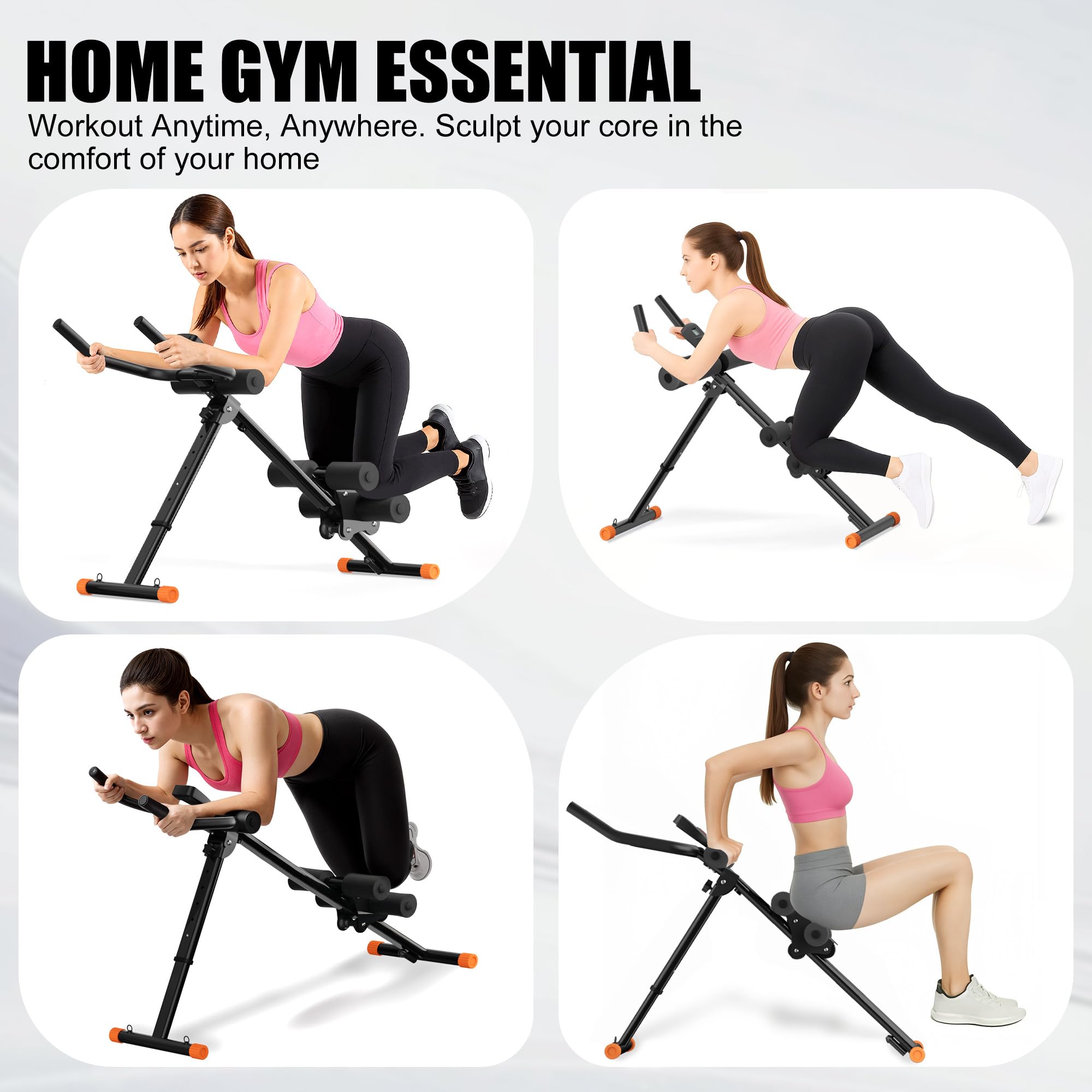Ab Trainer Máquina, entrenador abdominal ajustable con pantalla, equipo de entrenamiento abdominal plegable con protección de rodillas-Negro 225/55/16 XL 99W 7y2
