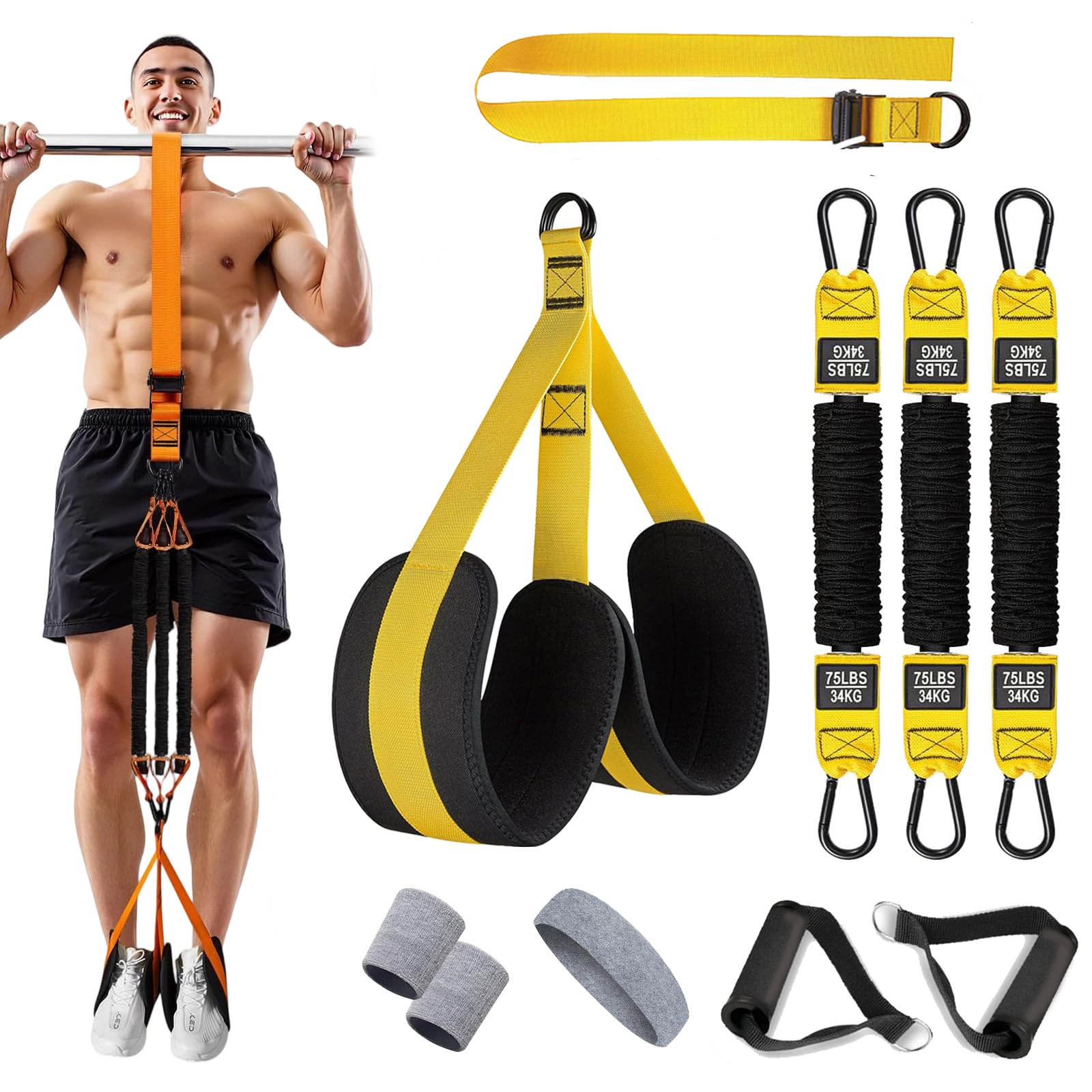 Steadilty - Fasce per trazioni, resistenti, per allenamento di resistenza, regolabili, per allenamento a casa, palestra, fitness