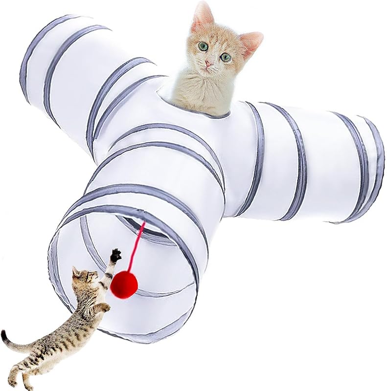 Túnel para Gatos de 3 Vias Dobrável com Bola, Deofun CTR01