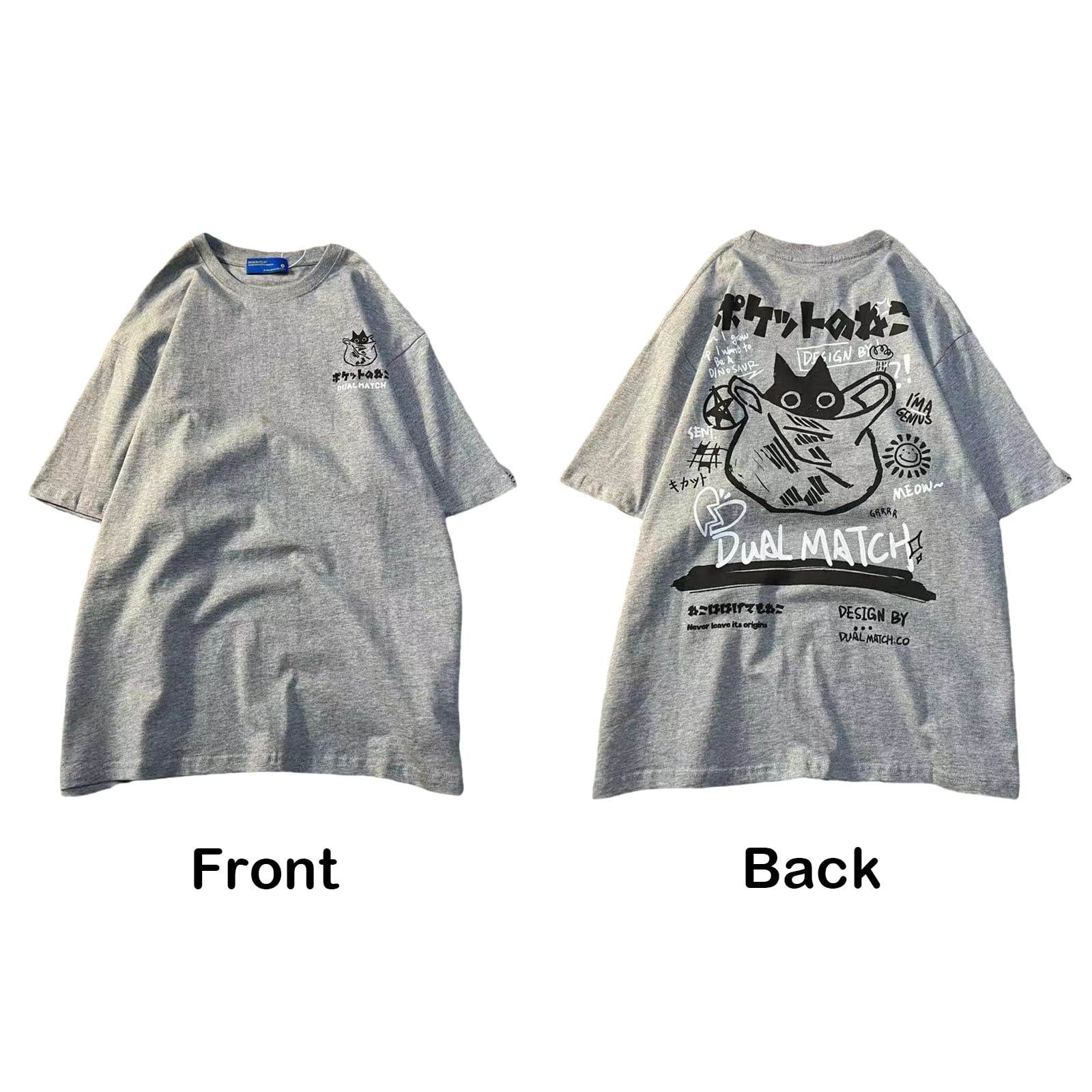 Y2k T-Shirt Cartont Short-Sleeved T-Shirt Women's Harajuku Loose Street Style Gothic Shirt Grunge Clothes: Medium Grey