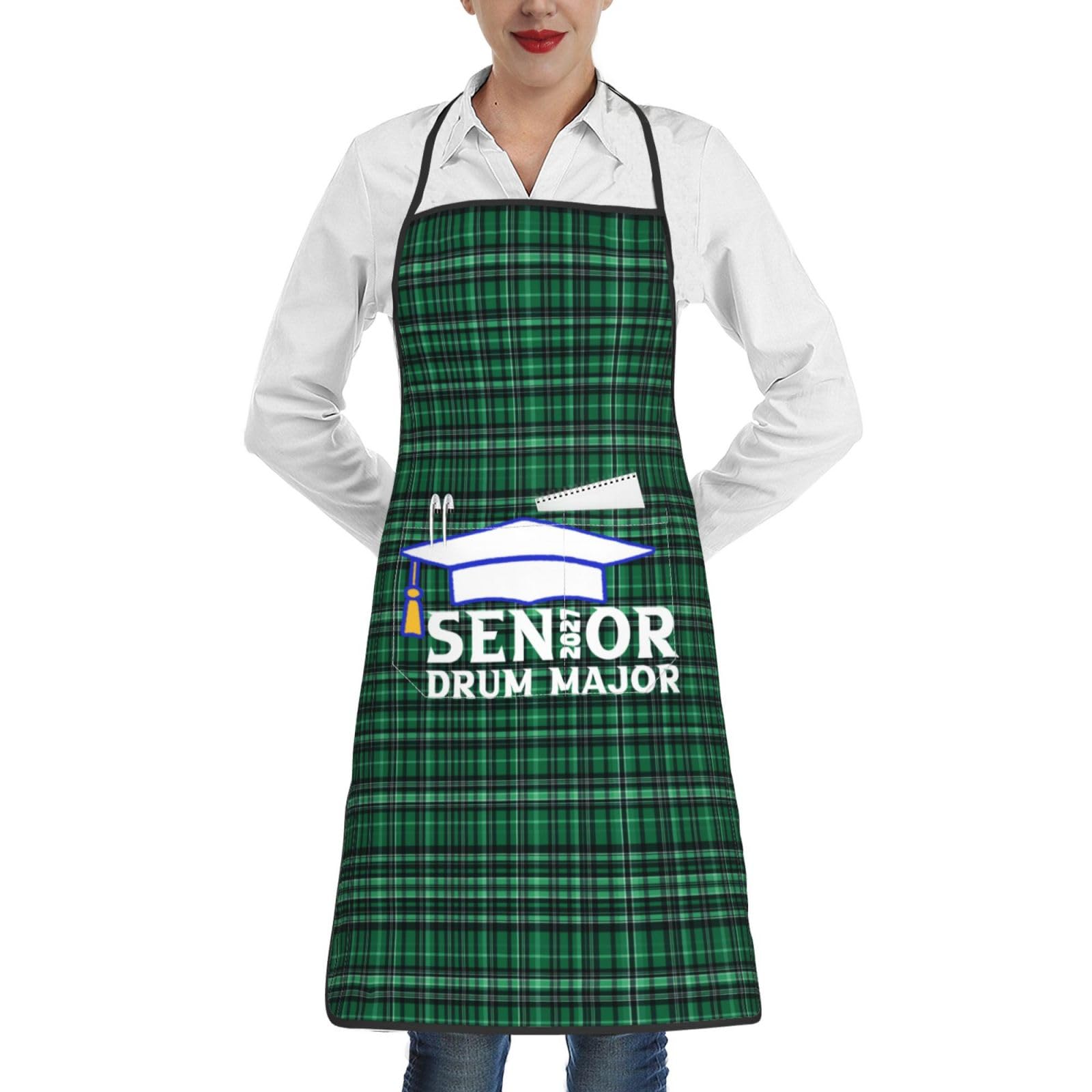 nopicsn Senior 2027 Drum Major Apron for cooking with Pockets Women Men Kitchen Chef Funny Aprons
