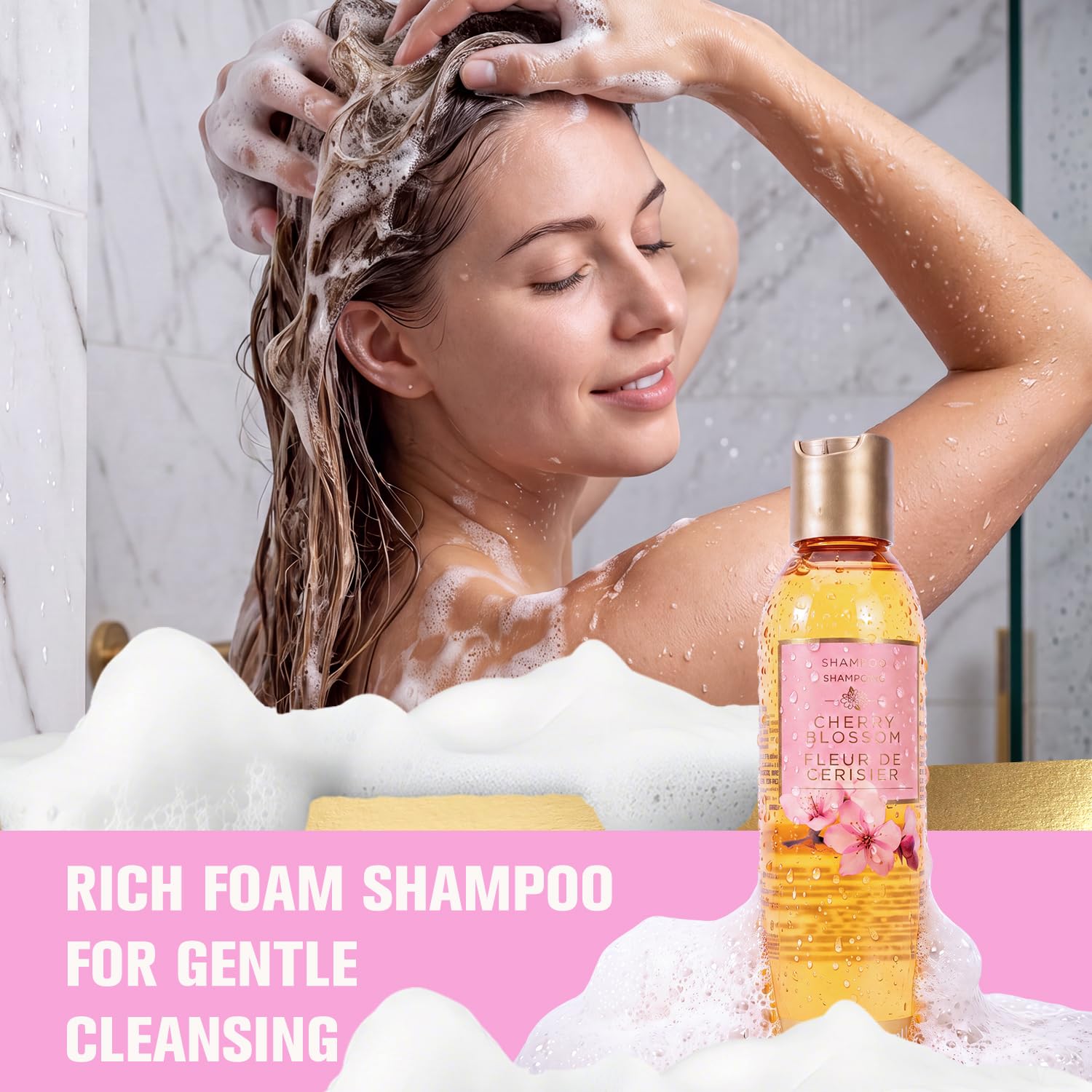 BODY & EARTH Regalos para mujeres, 8 piezas, máscara de ojos de cereza, baño de espuma, gel de ducha, sales de baño, loción corporal, regalo de cumpleaños para mujeres, regalos para mamá, novia, día