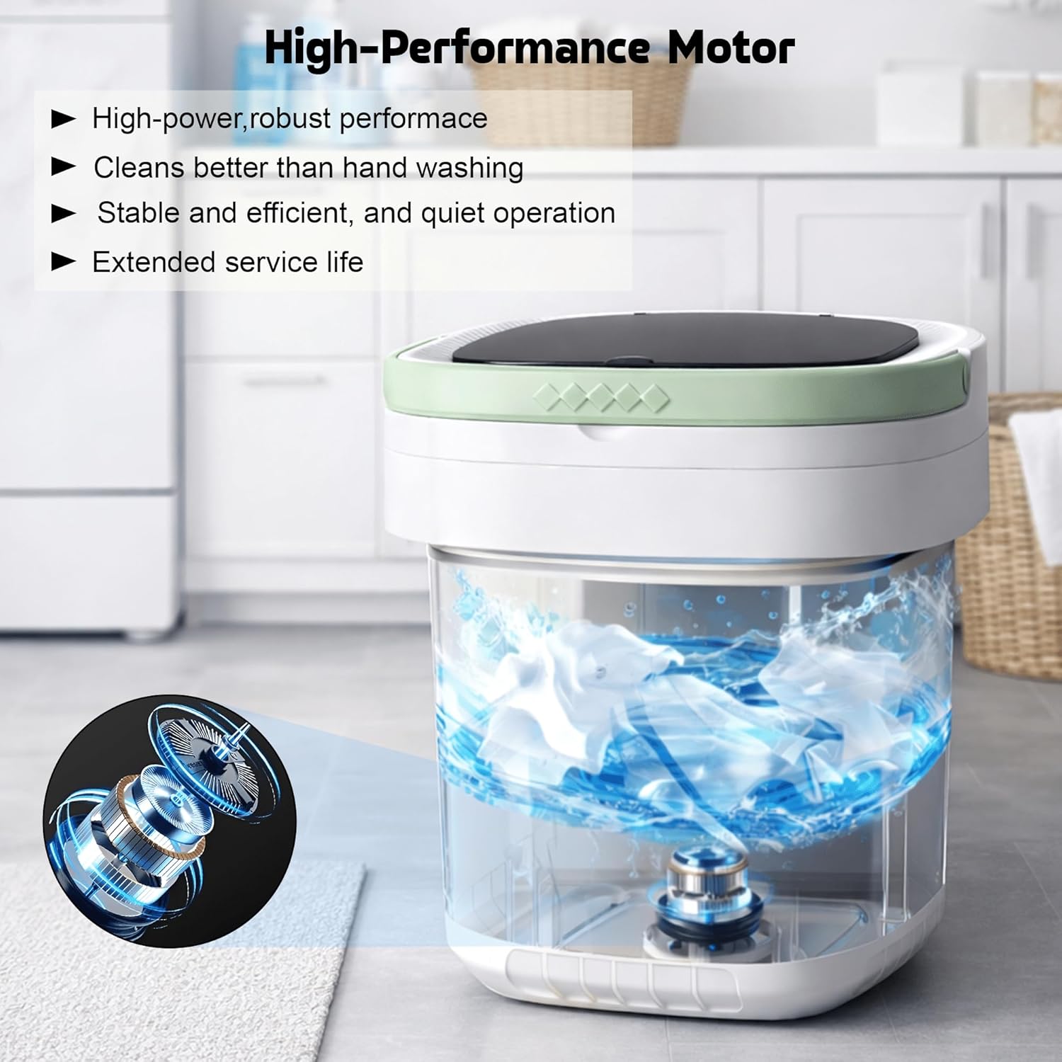 16L Portable Washing Machine with Spin Basket 3 Wash Modes Timer - Deep Cleaning Portable Clothes Washer for Apartment Travel Camping Dorm Hotel - Collapsible Compact Washer Small Washing Machine