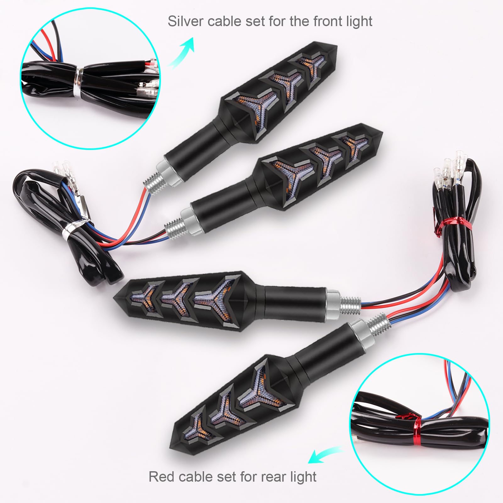 Clignotants Moto Kinstecks 4PCS - LED Fluide, Feux Diurnes/Frein, 12V