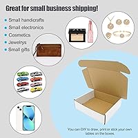Vista 5 de Cajas de envío de 6x4x2 pulgadas, paquete de 50, caja de cartón corrugado blanco para pequeñas empresas, sobre plano para literatura, embalaje