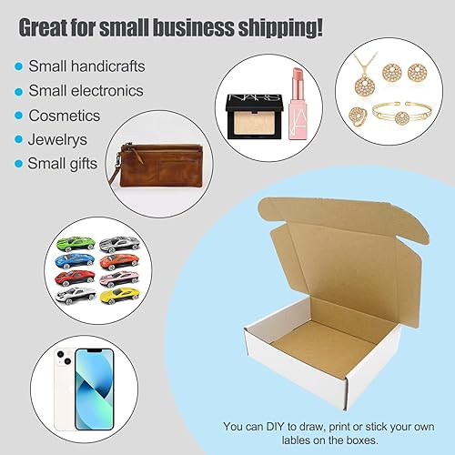 Miniatura 5 de Cajas de envío de 6 x 4 x 2, caja de correo corrugado pequeña, caja de cartón blanco para pequeñas empresas, embalaje plano barato, embalaje ligero