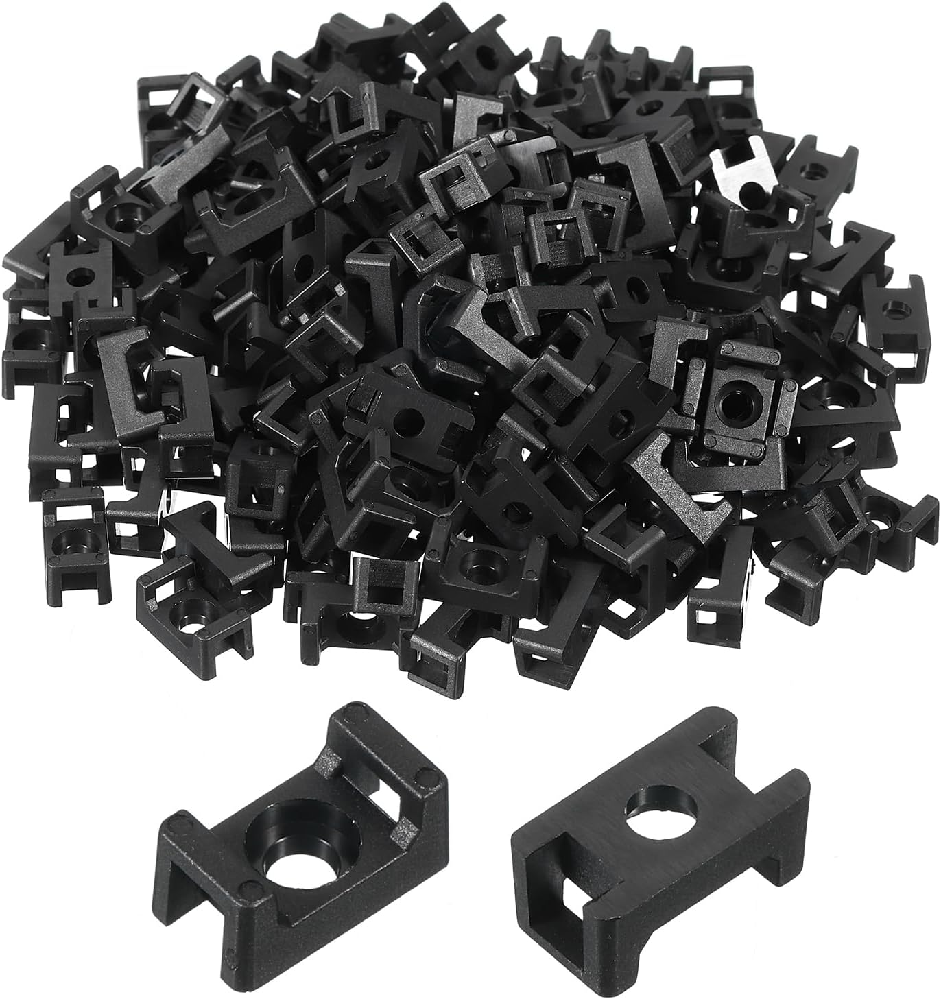 MECCANIXITY 500pcs Cable Tie Base Saddle Type Mount Wire Holder, 0.88"x0.63"x0.35" Wire Clips Organizer Holders Clamps for Electronic Wires, White 0.25"Dia