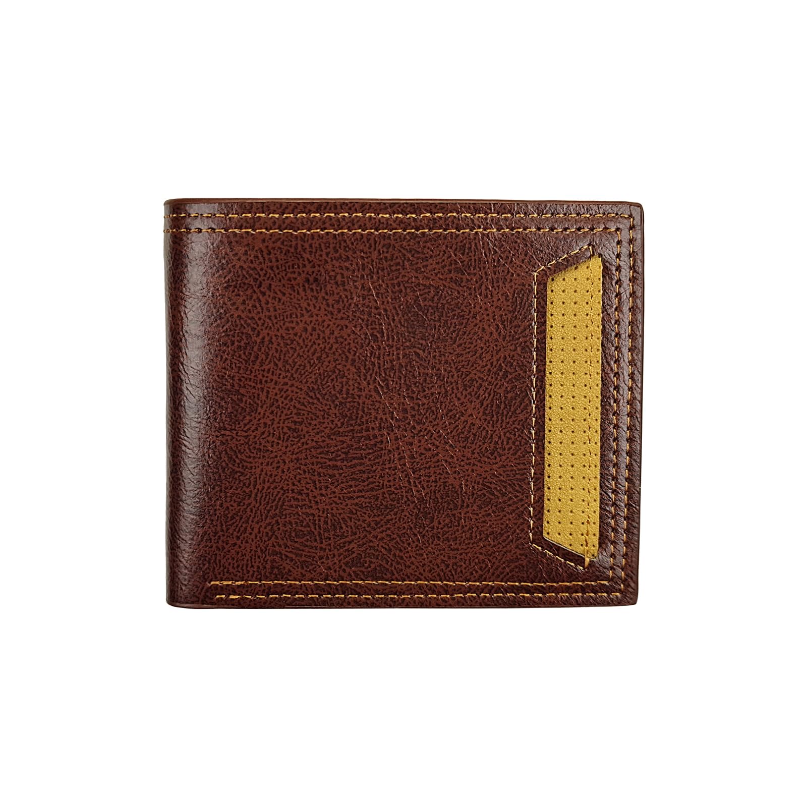 Billetera delgada y plegable, de cuero suave, multifuncional, para hombre, plegable, con ventana de identificación, tarjetero para tarjetas de crédito, Marrón, A