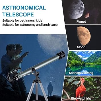 Kids Telescope, Telescope 600Mm Aperture Mount Fully Multi-Coated Optics Telescopes for Adults Telescope for Kids Beginners Astron