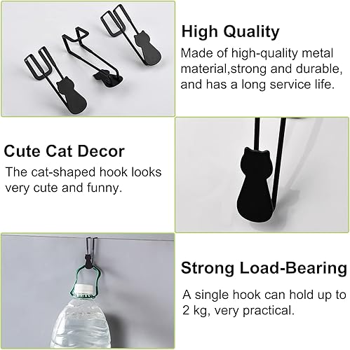 Miniatura 4 de Ganchos para puerta de armario, 6 ganchos individuales decorativos para gatos sobre el armario, ganchos multiusos para cocina, baño, dormitorio