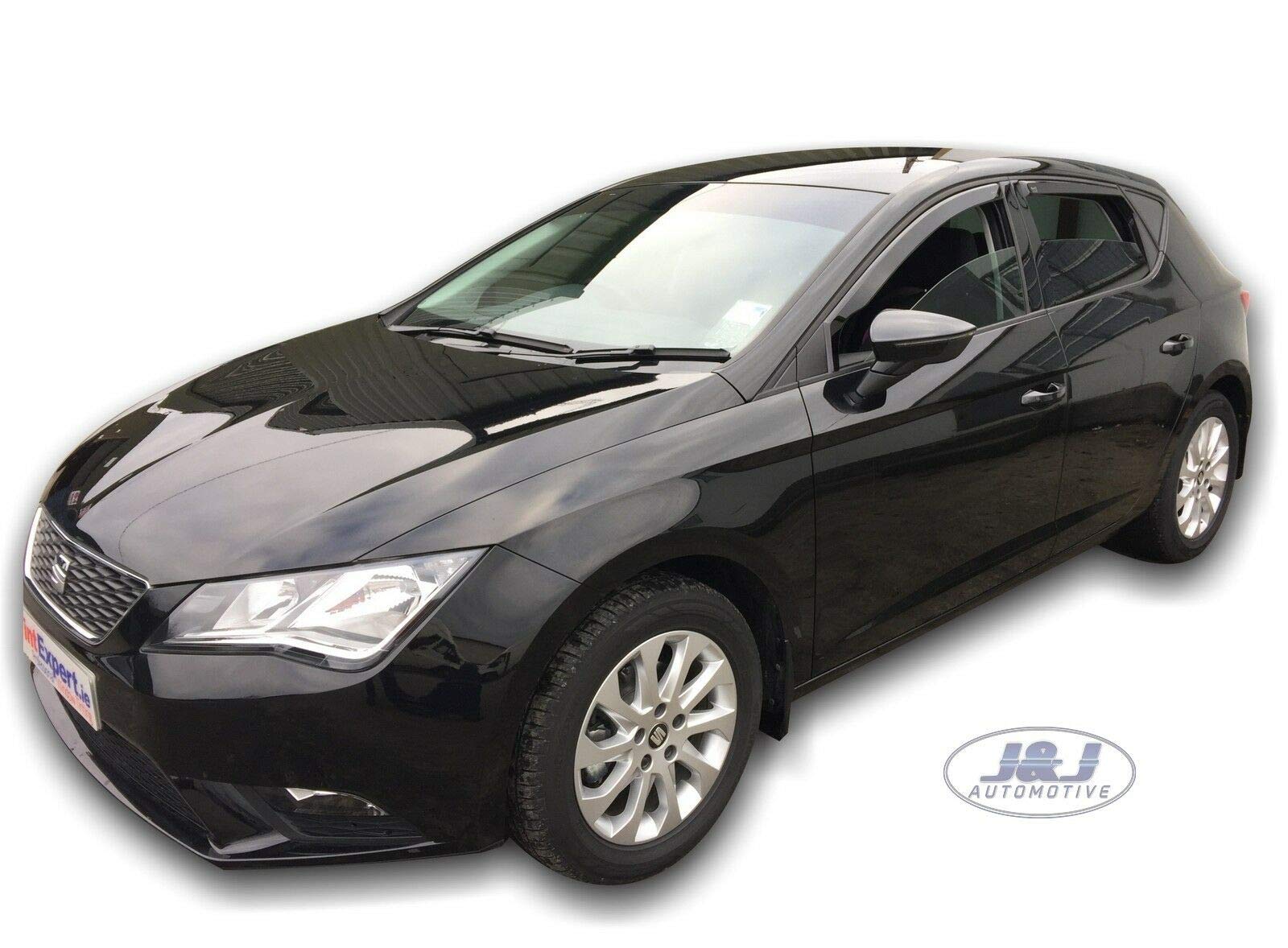 J&J AUTOMOTIVE Deflettori d'Aria per Seat Leon 3 5-Porte Berlina 2012-2020, Set da 4 Pezzi, Nero Fumé Oscurato Heko