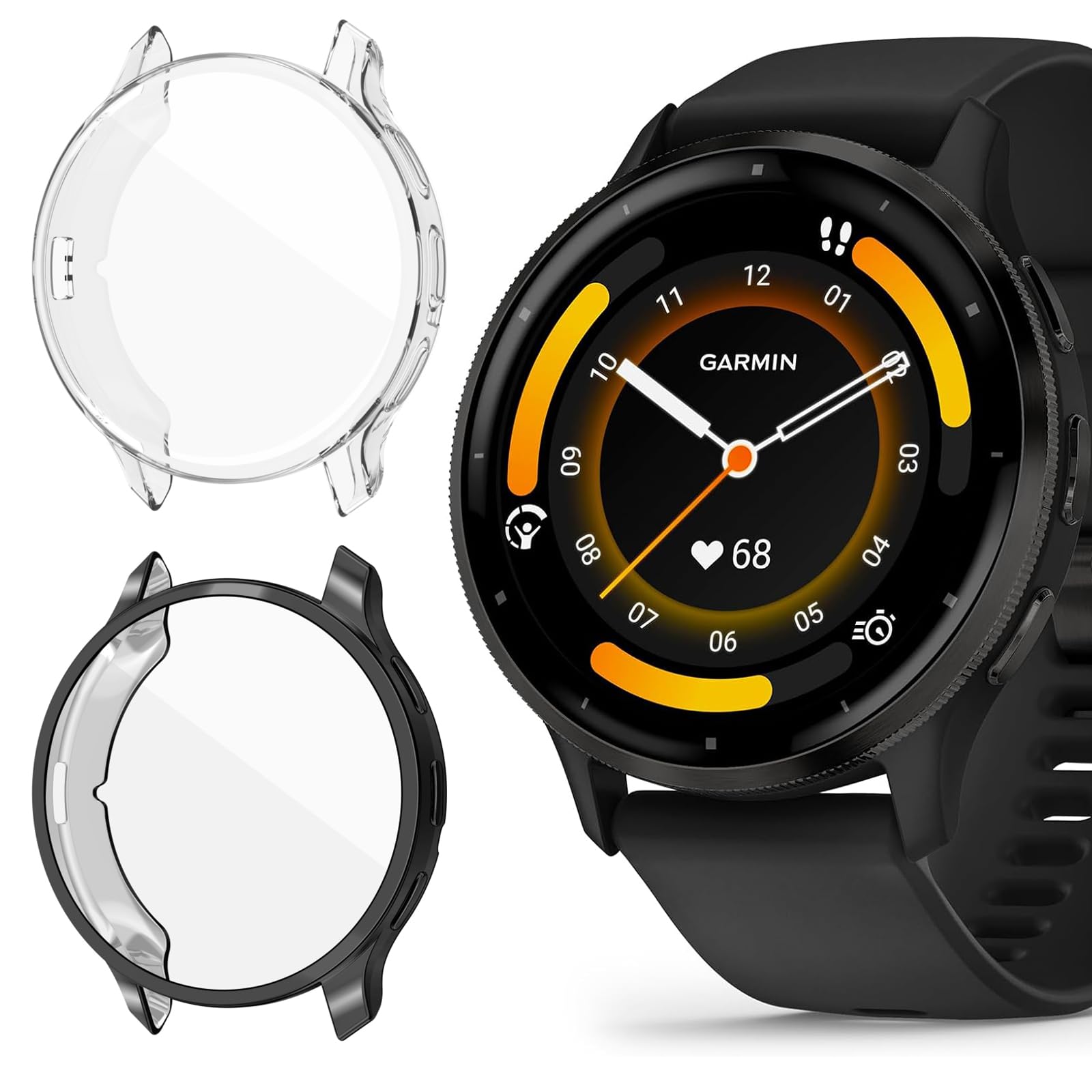 SeNool [Pack of 2 Case for Garmin Venu 3 Protective Film, Soft TPU Slim Plated Screen Protector for Garmin Venu 3 Cover - Clear + Black