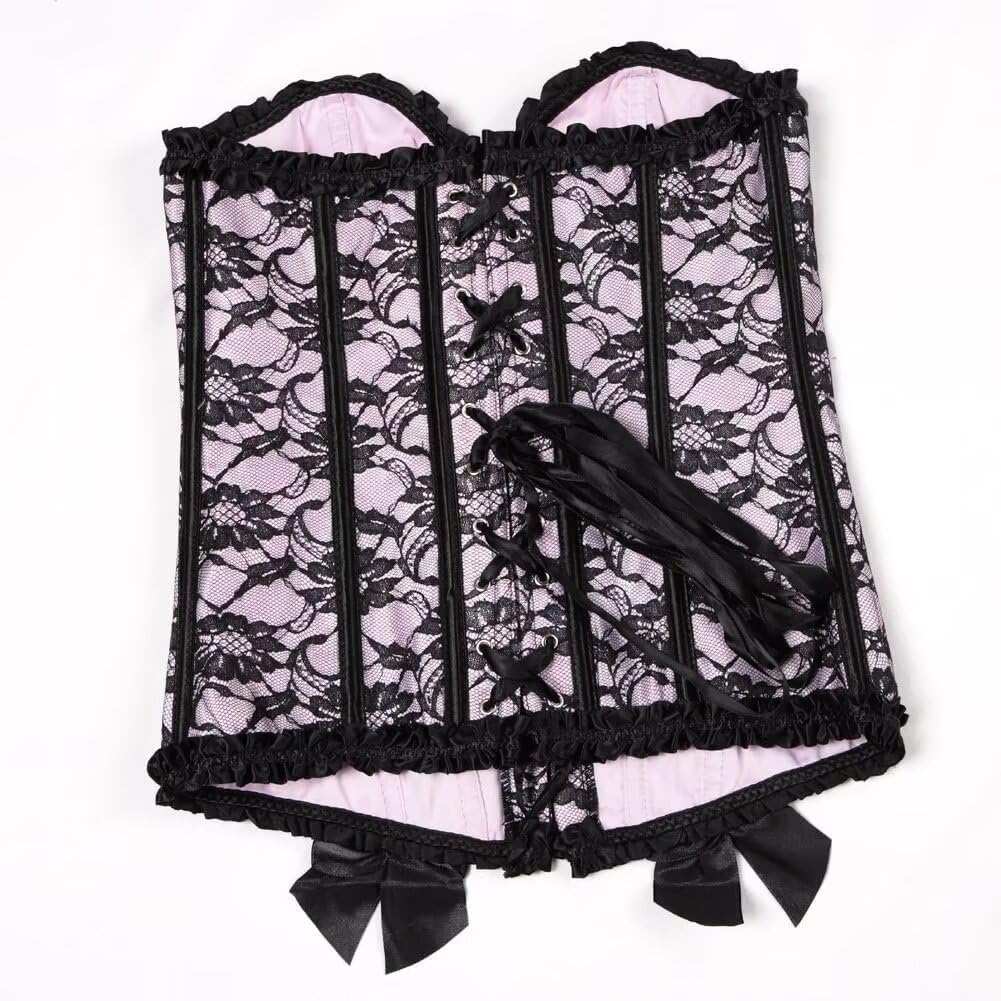 Jutrisujo Renaissance Halloween Corset Dress Top Busiter Women's Gothic Satin Lace up Outfit Plus Size Vintage