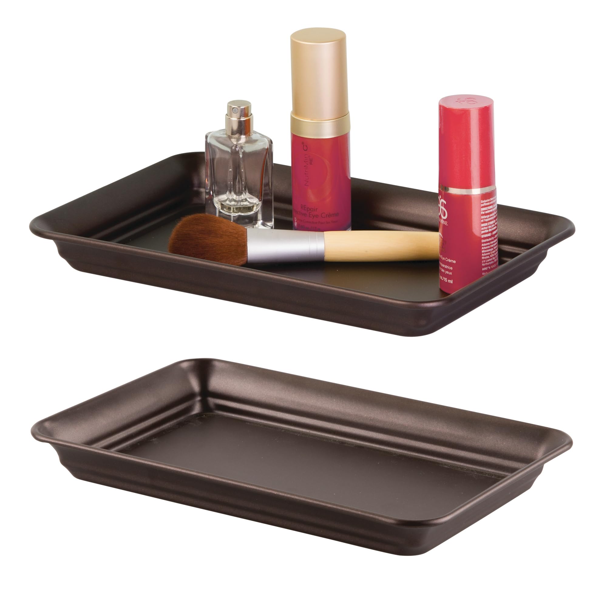 iDesign Decorative Countertop Vanity Tray Organizer for Bathroom Bedroom Closet Entryway Set of 2 9 7 x 6