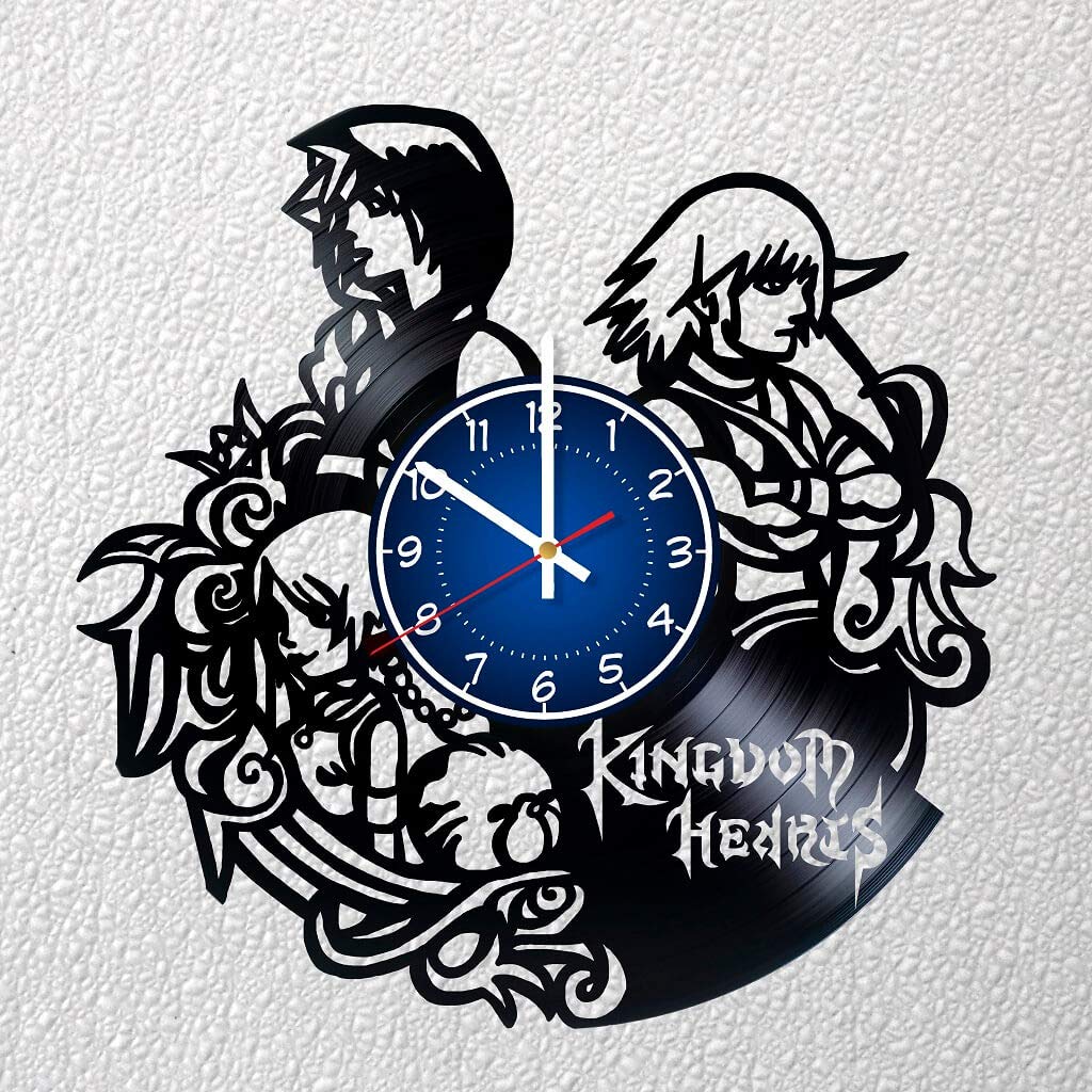Kingdom Hearts 12 inches / 30 cm Vinyl Record Wall Clock | Disney Kingudamu Hātsu Clock | Gamer Room Decor | Gift Idea | Birthday Party