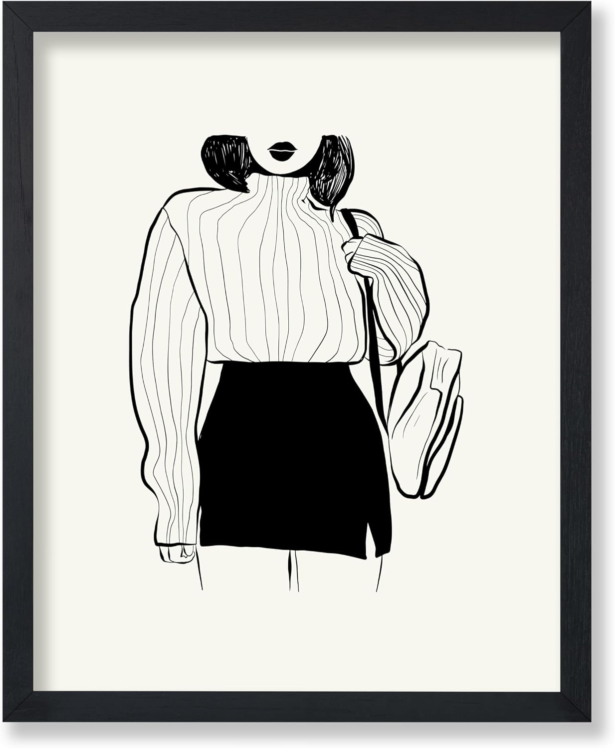 Poster Master Fashion Poster - Retro Woman Print - Groovy Art - Chic Boho Decor - Abstract Drawing Design - Trendy Design - Line Artwork - Minimal Office or Girl's Bedroom Decor - 8x10 UNFRAMED