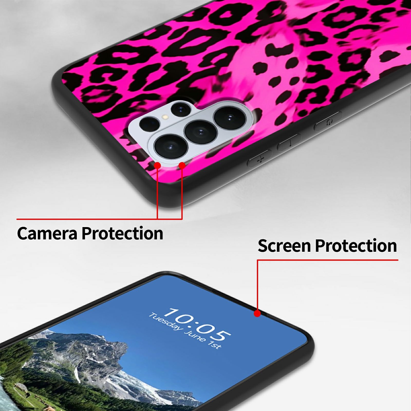 Amazon.com: DIGTIALL Pink Leopard Print Case for Samsung Galaxy