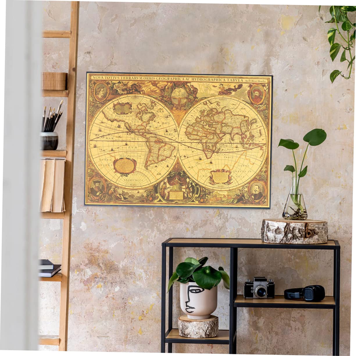 Amazon.co.jp: 世界地図ポスター 海図柄 壁掛け装飾 レトロ調 クラフト