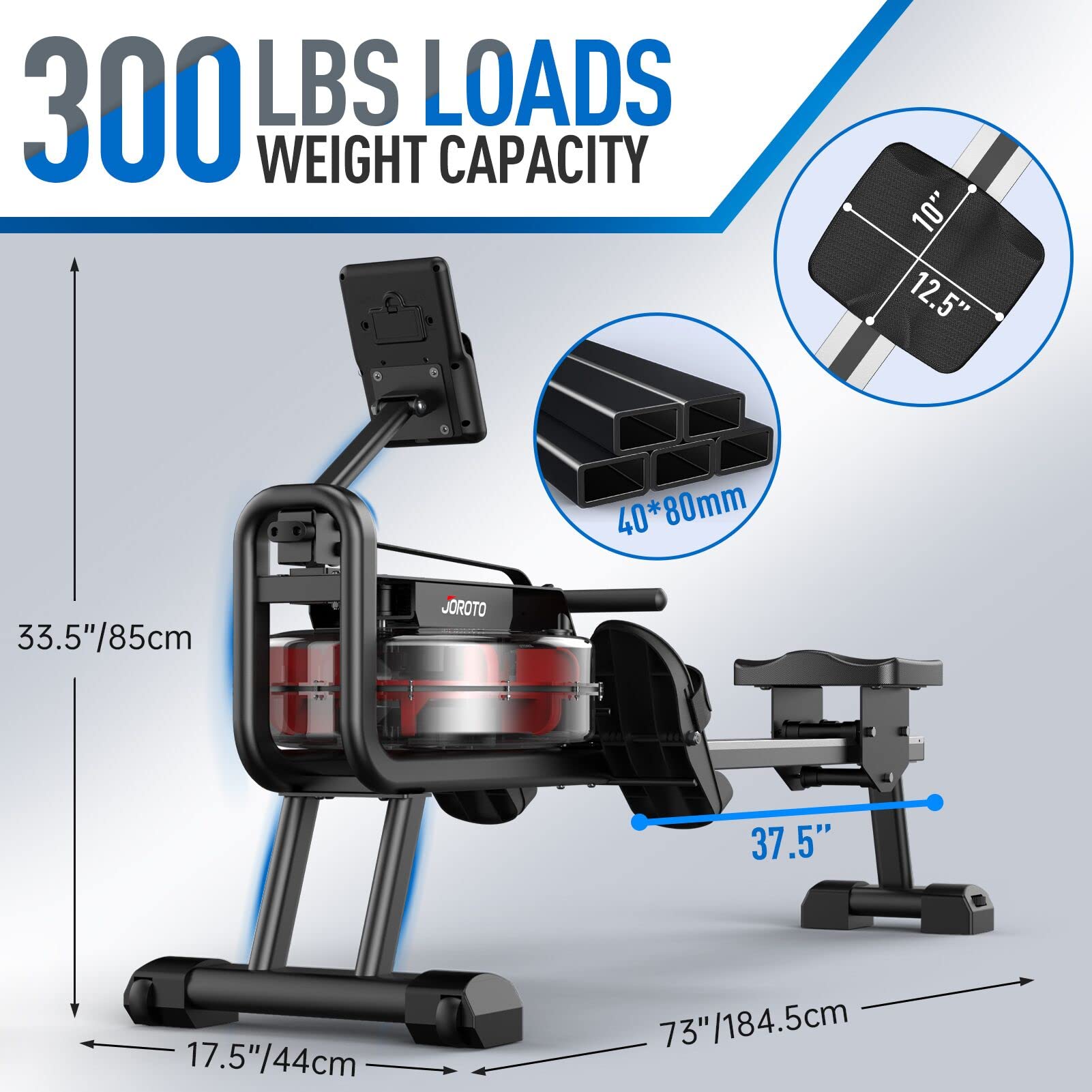 Snapklik.com : JOROTO MR23 Water Rowing Machine For Home Use, 300 Lbs ...