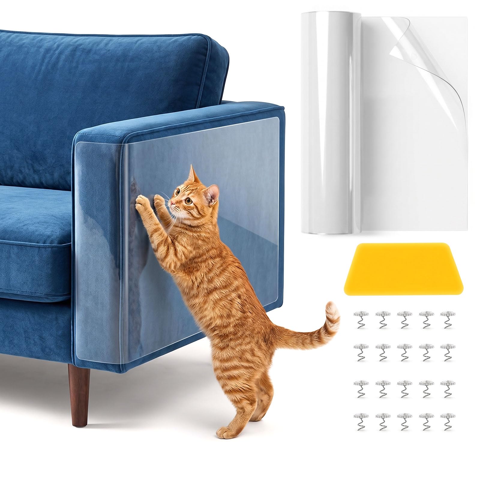 Uross Scratch Protection for Sofa, Cat, Transparent, 5 m x 43 cm, Cat Protection, Self-Adhesive Tape, Extra Long, Anti-Scratch Film for Cats, Sofa Protection, Cat Wall Protection Film, Self-Adhesive — image 1