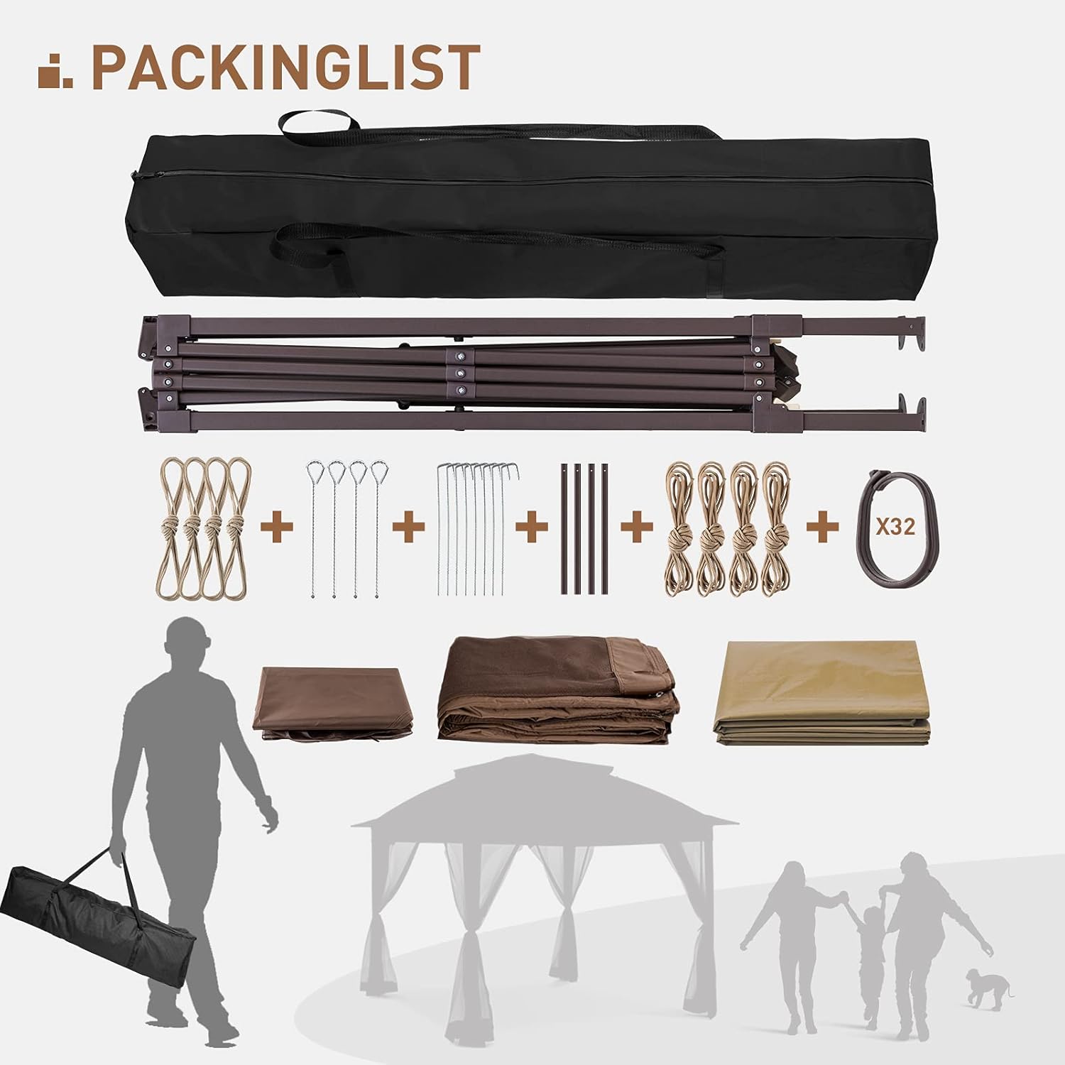 Diagram showing the gazebo with the mosquito netting fully installed.