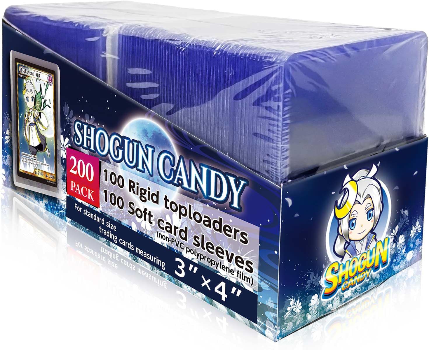 SHOGUN CANDY Trading Card Game Card Protectors for Standard Size 3" x 4" 100 Rigid toploaders 100 Soft Card Sleeves