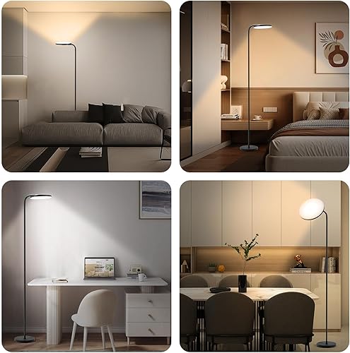 Miniatura 5 de Lámparas de pie LED, lámpara de pie de 36 W, lámpara alta regulable continua con control remoto, lámpara de pie brillante de cabeza giratoria de 350