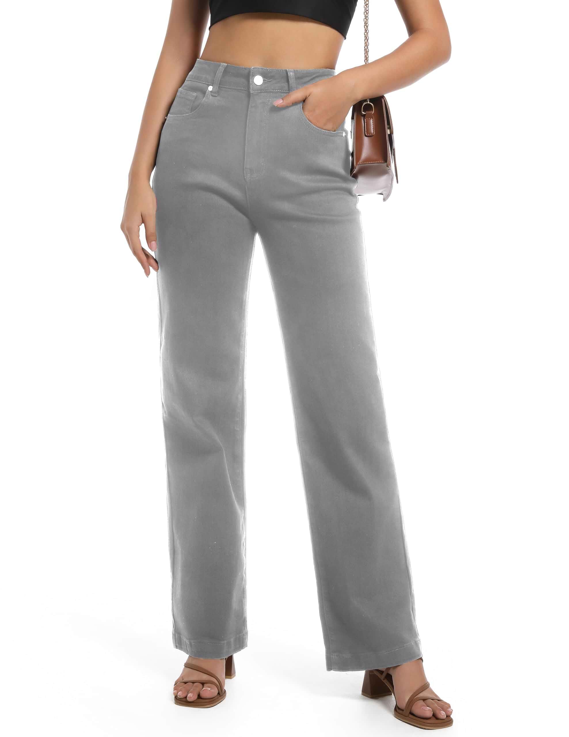 Women's Jeans High Waisted Straight Leg Stretchy Jeans Trendy Wide Leg Tummy Control Loose Casual Denim Pants Jeans · Regular