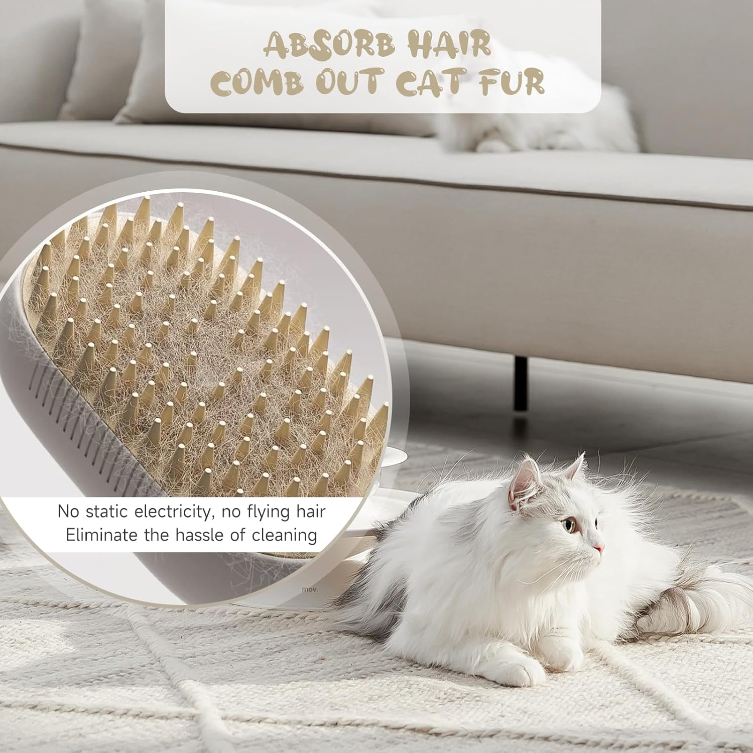 Cat Steam Brush, 3 in 1 Rechargeable Steamy Cat Dog Brush with Spray, Self Cleaning Steam Pet Tools, Multifunctional Cat Grooming Tool for Hair Removal, Massage, and Tangled Fur 5 71qQYFvY0ML. AC SL1500