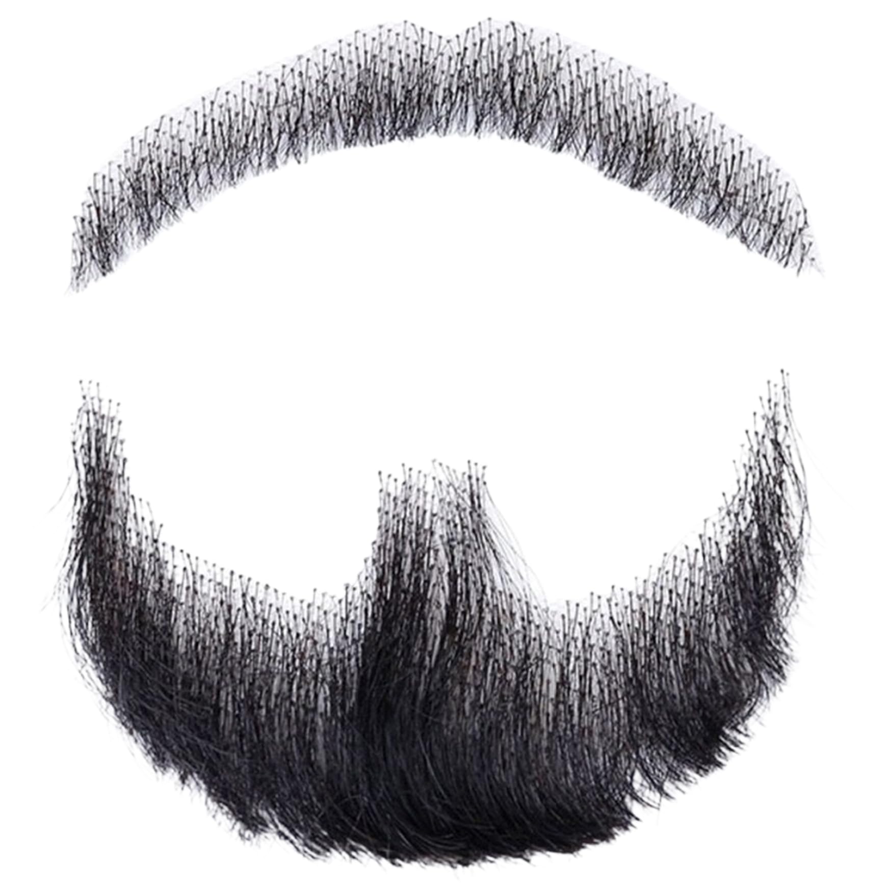 Sunaomni Men's Black Fake Beard, Fake Beard Human Hair Realistic Beard Fake Mustache Invisible Fake Facial Hair Costume Beard Lace Beard For Dressing Halloween Cosplay Costume Party Realistic Beard Fake Mustach