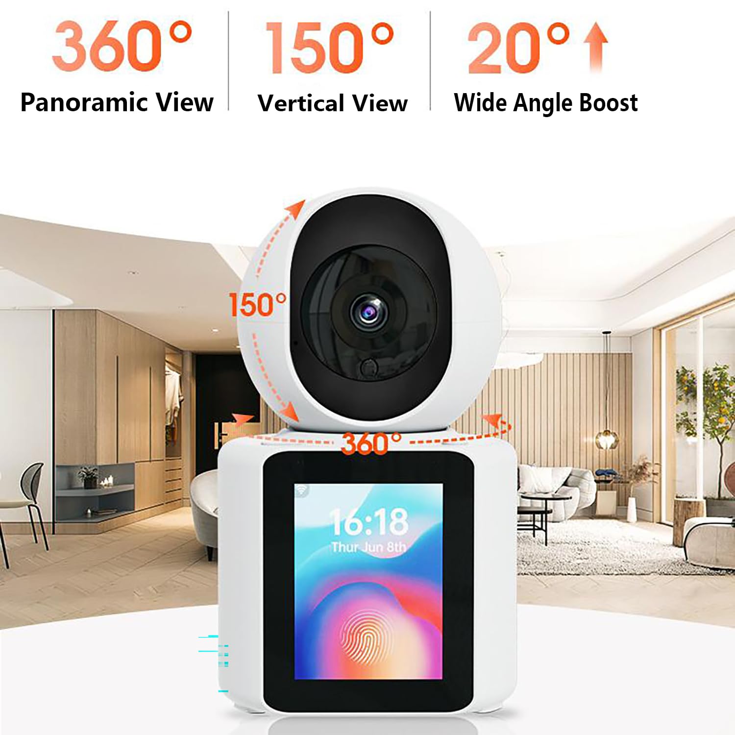 Caméra de surveillance intérieure avec écran de 2,8 pouces - Caméra bidirectionnelle 64G WiFi avec communication AI motion - Caméra intelligente pour enfants âgés chiens de compagnie