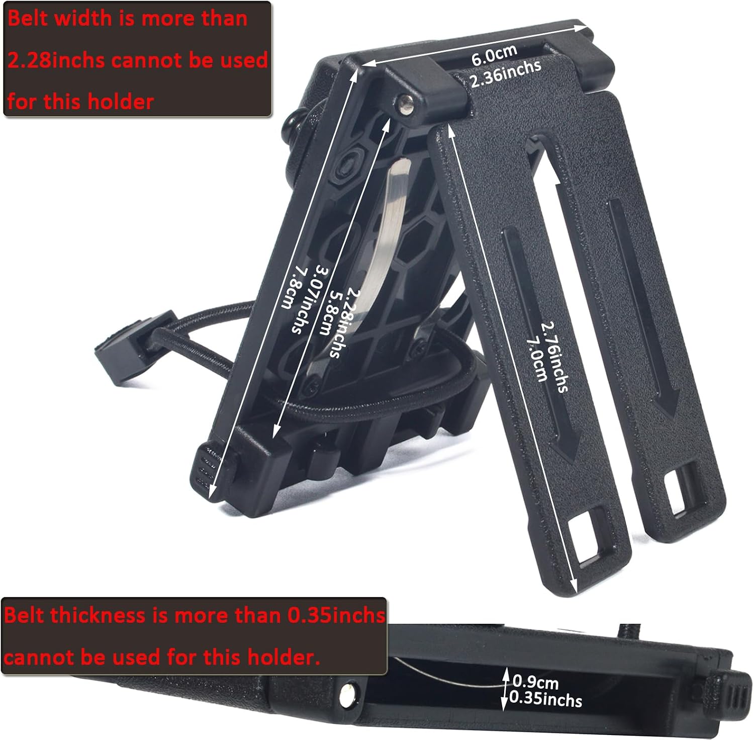 HYS Heavy-Duty Scanner Radio w/Belt Clip Holder for Duty Belts, Vests, Taser, Holsters, Mag Pouches, Backpacks (Nylon&Leather), for Uniden Cobra Two-Way Radios, Baofeng Motorola Amature Radio