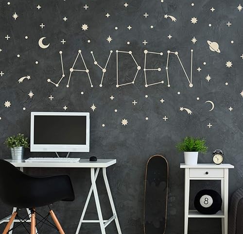 Space name wall DecalCustom name stickerPersonalized starsBaby Name Decalkids namegalaxyconstellationboys roomzodiac