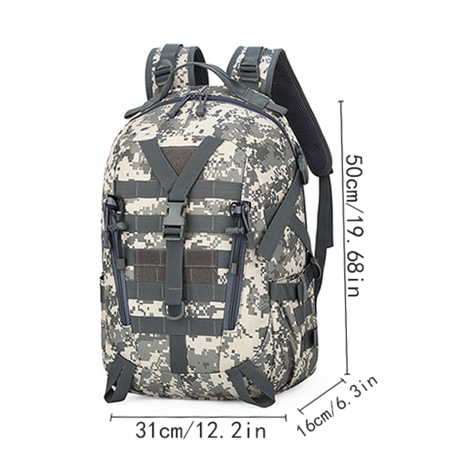 Taktyczny Plecak Szturmowy, Wojskowy Plecak Turystyczny 36-55l Outdoor Hiking Camping Wodoodporny, Oddychający Sportowy Szturmowy Bug Out, Do Wędrówek, Biwakowania, Siłowni, Polowania(E)