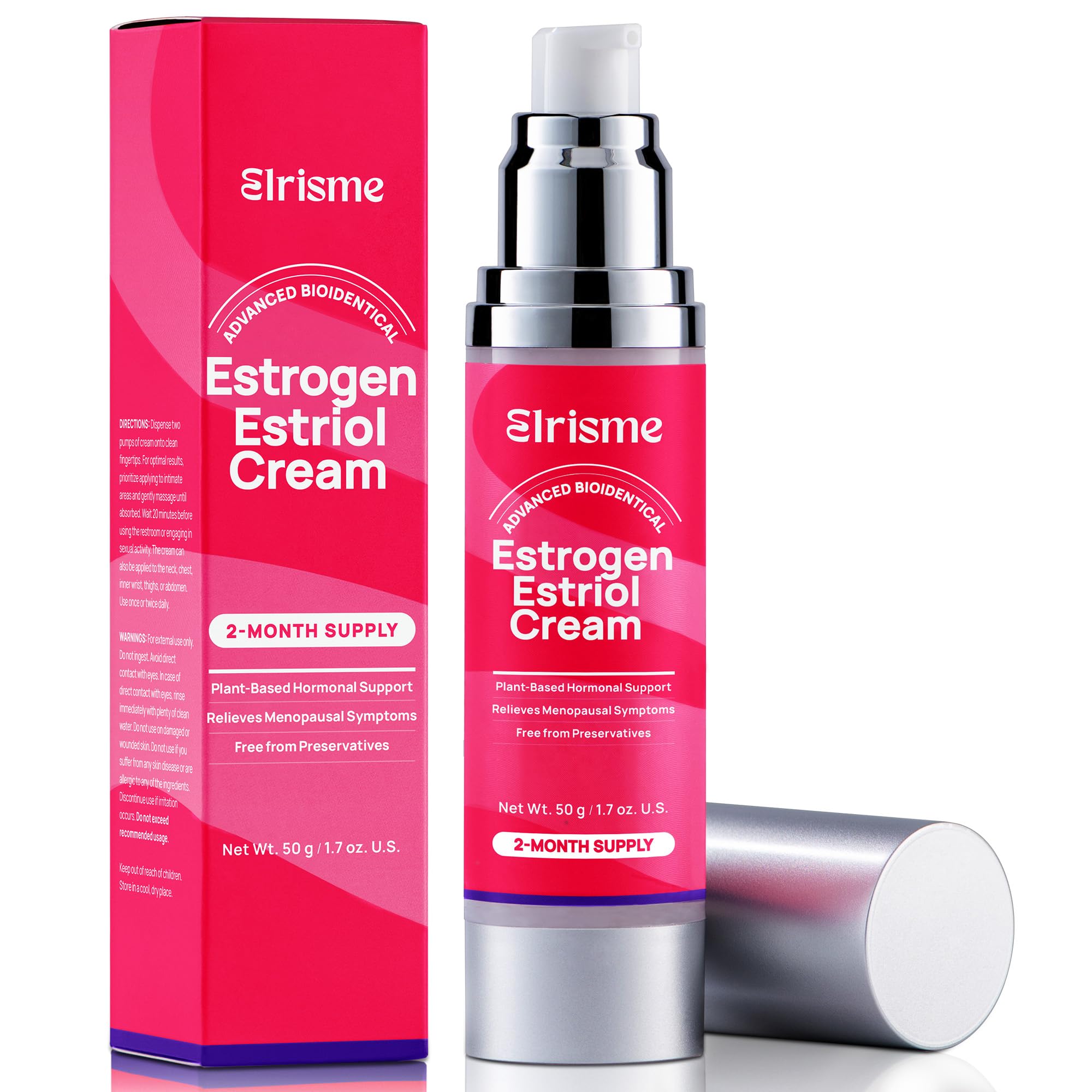 Estriol Cream for Women's Menopause Relief: Natural Bioidentical Estrogen Cream - Hormone Balance & Perimenopause Support - Hot Flashes, Night Sweats, Vaginal Health, Vulva Itch, 50ml