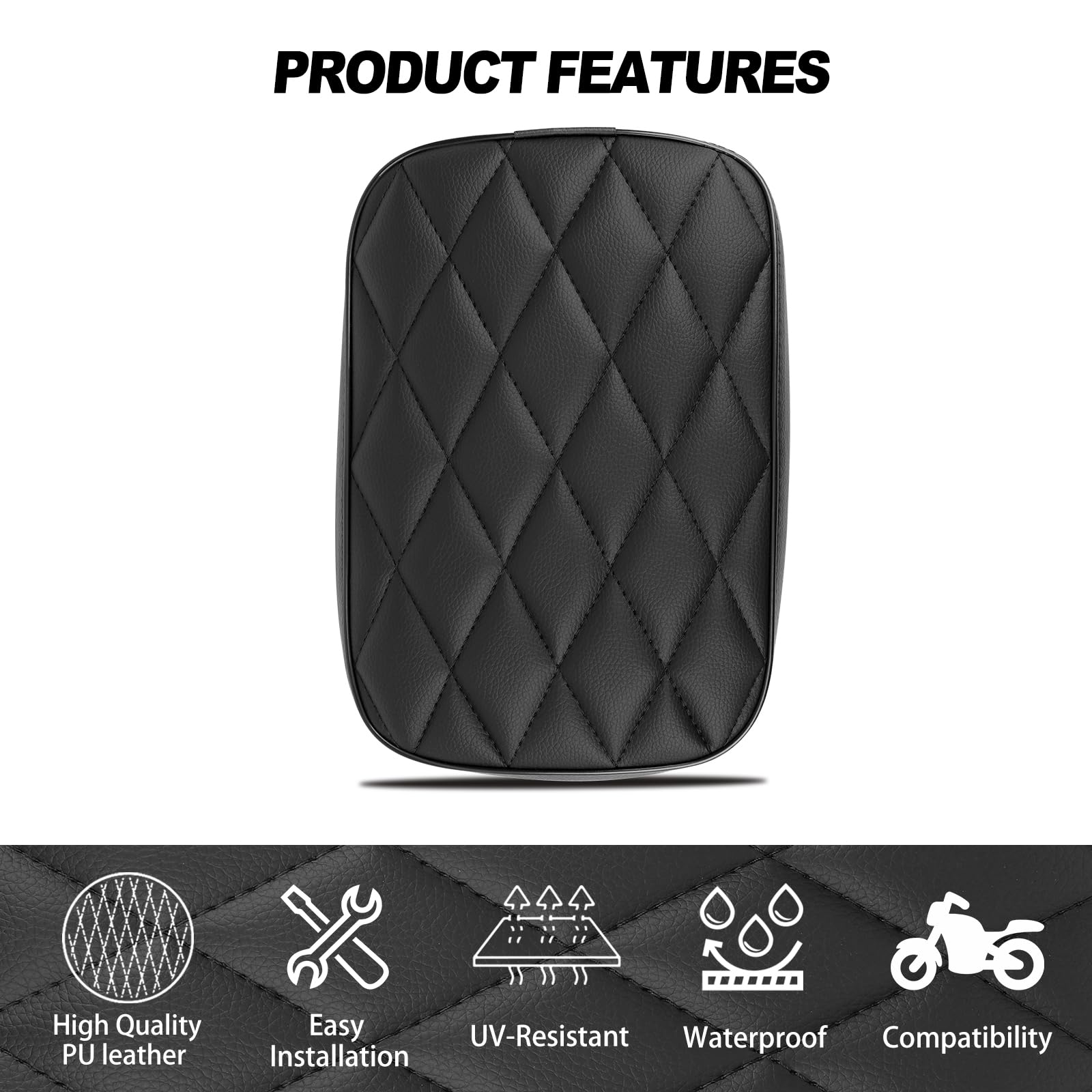 DREAMIZER Coussin de passagers arrière à moto, Coussin de Siège Passager Moto avec 8 Ventouses, Sièges pour moto Compatible avec Harley Sportster XL883 1200 Dyna pour Softail Cruiser Chopper Custom