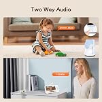 2K WiFi Baby Monitor avec 5'' 1080P Écran, Smart Baby Camera avec contrôle de l'application, 360°Auto Tracking, Motion & Son & Humidité & Détection de température, vision nocturne, longue durée de vie de la batterie,2-Way Parle