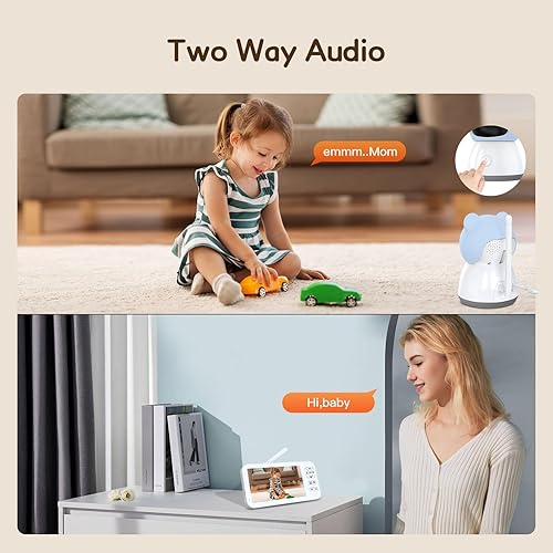 Miniatura 9 de Monitor de bebé WiFi 2K con pantalla 1080P de 5 pulgadas, cámara inteligente para bebé con control de aplicaciones, seguimiento automático de 360,