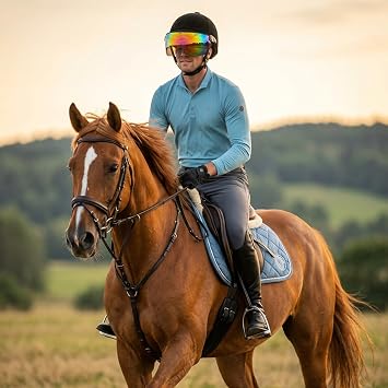 Adjustable Velvet Horse Riding Helmet for Adults & Teens, Equestrian Helmet with Removable Liner & Tinted Visor for Comfort, Safety, Horseback Riding Gear