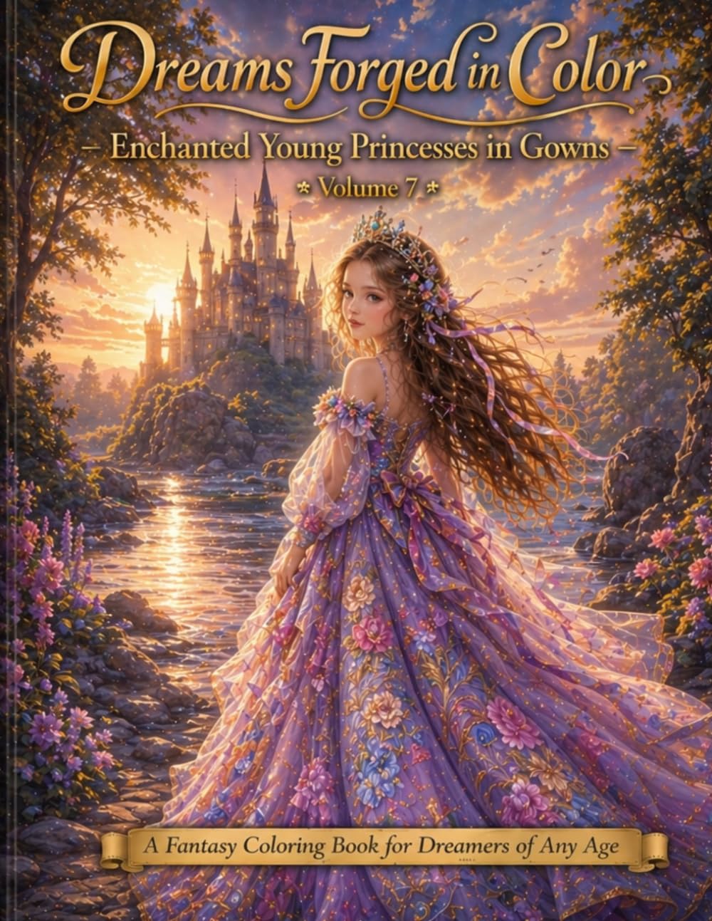 Dreams Forged in Color Enchanted Young Princesses in Gowns Volume 7: A Fantasy Coloring Book for Dreamers of Any Age