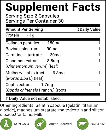 Miniatura 7 de DrBioCare Suplemento de Complejo de Colágeno Vivo con L-Carnitina, Péptidos de Colágeno de Bóvinos Alimentados con Pasto, Colostro Bovino, Extracto