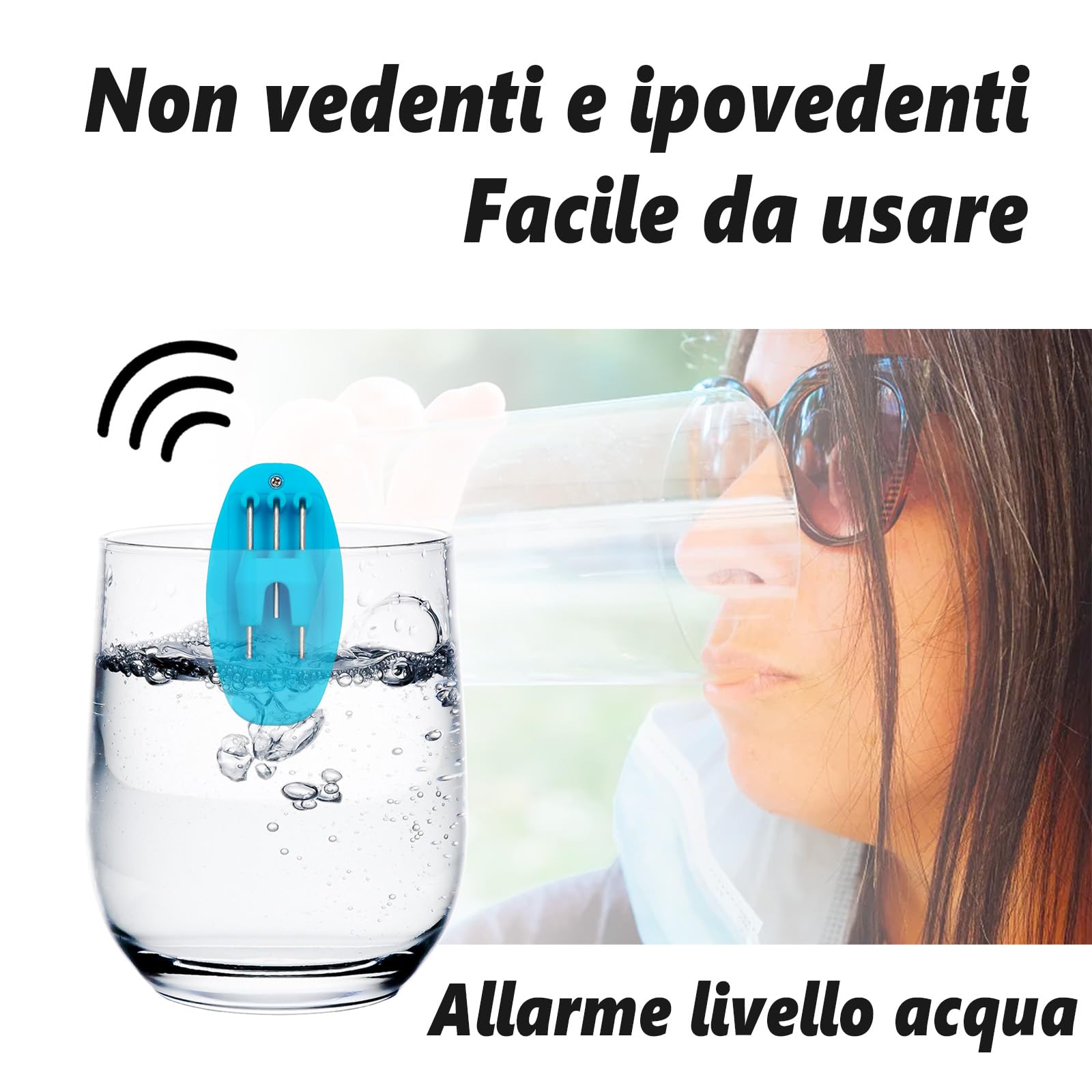 Indicatore di livello del liquido con allarme acustico forte per segnalare la tazza piena per non vedenti o ipovedenti, tazza e tazza con rilevatore di livello per bevande calde o fredde