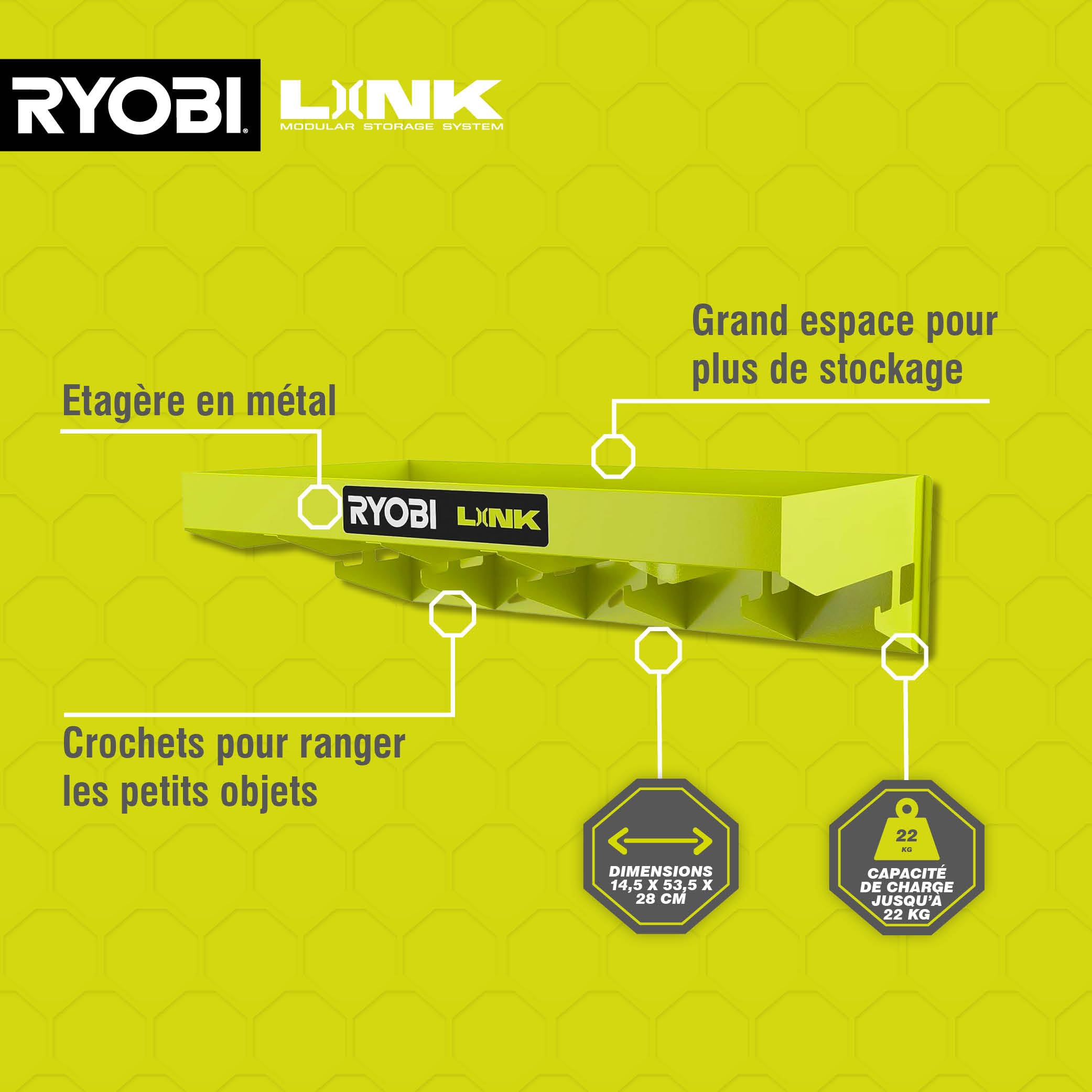 RYOBI Tablette Polyvalente pour Système Link - capacité 22,7 kg - RSLW402