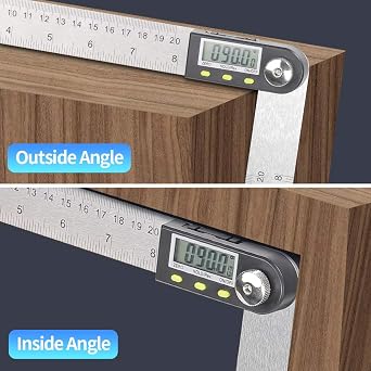 Digital Angle Finder 0-360°Digital Inclinometer Stainless Steel Protractor Angle Ruler with LCD Display for Woodworking Construction Repairing