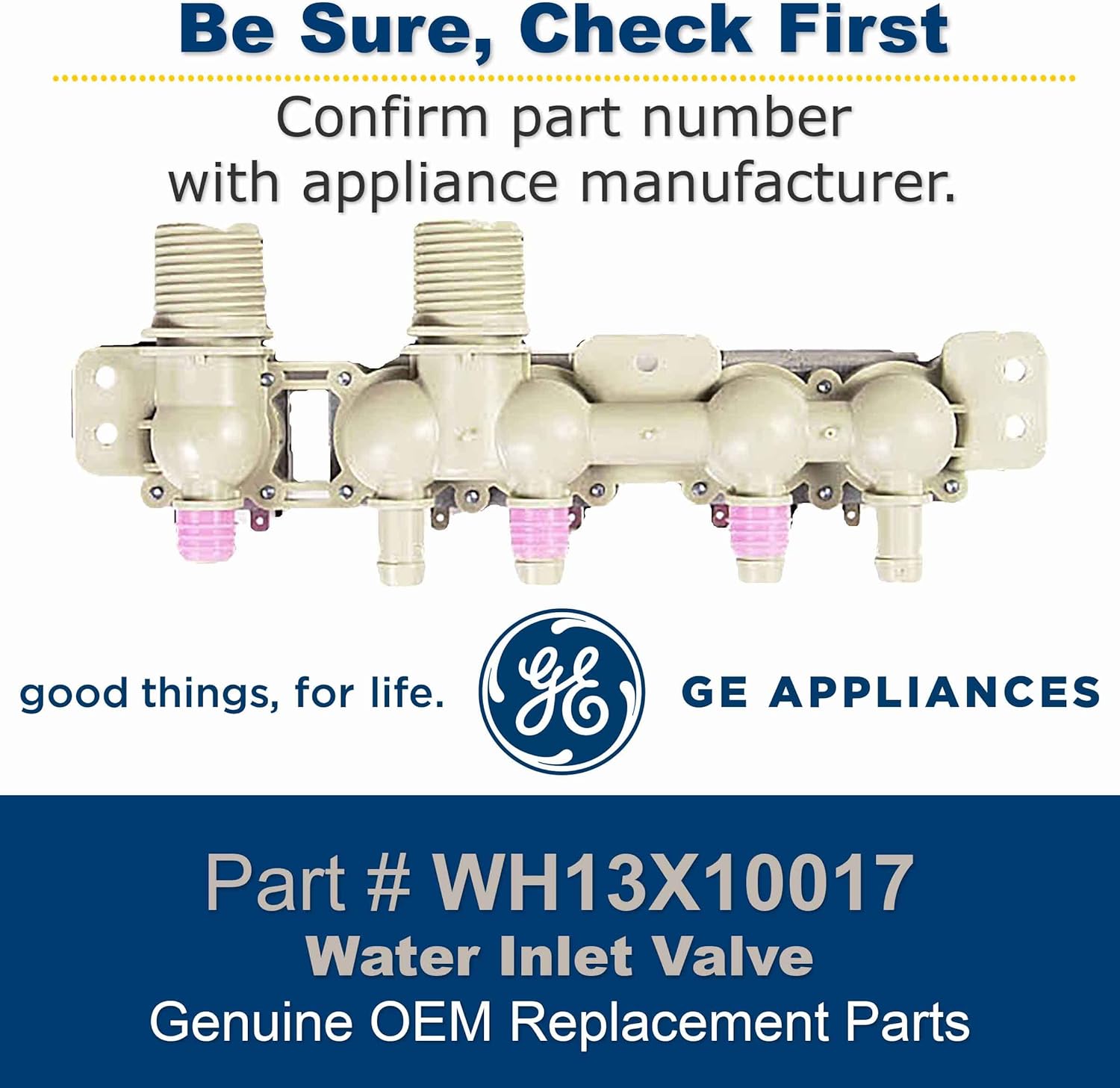 GE WH13X10017 Genuine OEM Water Inlet Valve for GE Washing Machines