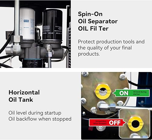 Miniatura 4 de 208-230Volt 3-Phase Rotary Screw Air Compressor 20HP 15KW - 81CFM 125PSI - NPT3/4" Base Mount Commercial Air Compressed Industrial Stationary
