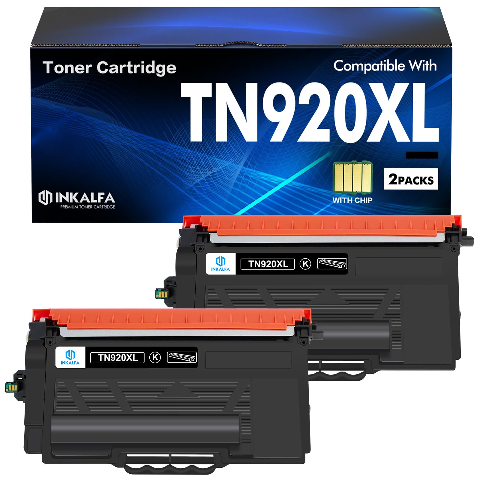 inkalfa TN920XL TN920 Toner Cartridge Black 2 Pack Compatible Replacement for -UK-TN 920 920XL XL TN920XXL TN920UXXL Work for HL-L6210DW HL-L5210DN HL-L5210DW HL-L6210DWT Printer High Yield Ink
