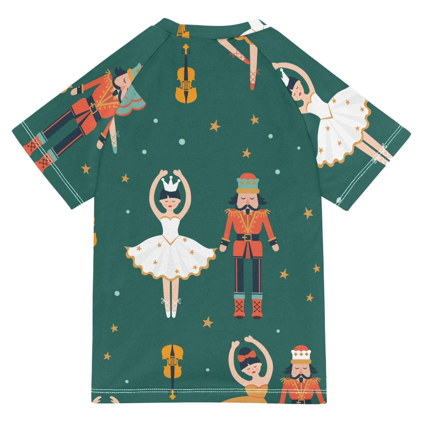 Aflyko Christmas Boys' Swim Shirt Nutcracker Ballerina Guitar Rash Guard Beachwear Sun Protection Fishing Hiking Camping Surfing Swimming Toddler Infant Summer Daily T-Shirt, 4T Multicoloured